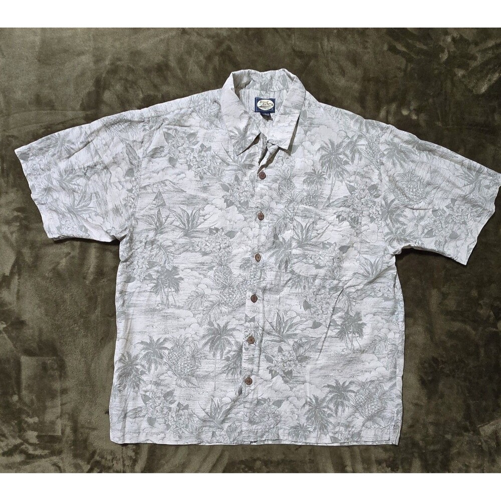 Bahama Button Down Shirt Men's Hawaiian Island Tropical Large Rayon Cotton
